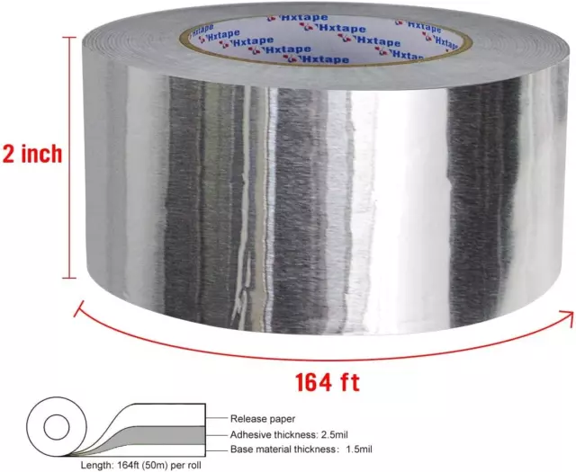 HVAC Tape, Aluminum Tape, 4Mil 2In X 164Ft, Foil Tape for Ductwork, for Metal Re 2