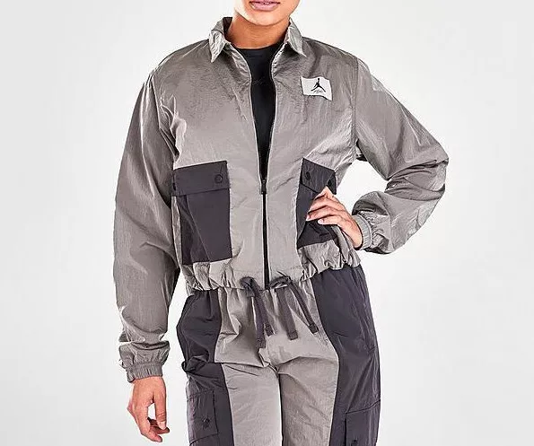 Jordan Women's Thunder Grey Essentials Woven Crop Jacket (DD6992-286) Size S/M/L