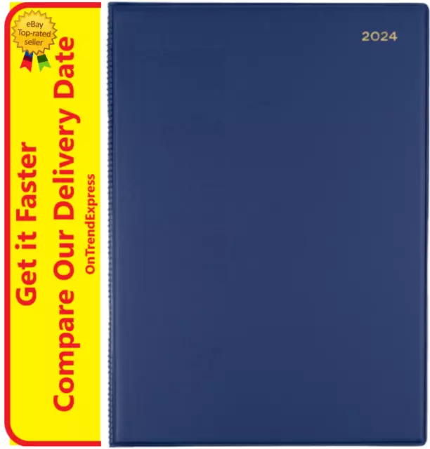 2024 Diary Collins Belmont Desk A4 Day to Page DTP Navy 147.V59