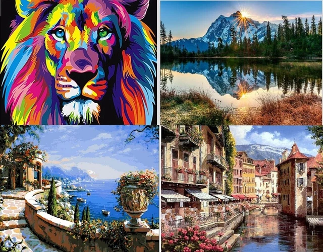 DIY Oil Acrylic Painting Kit Paint By Numbers Adult Children Beginners Frameless