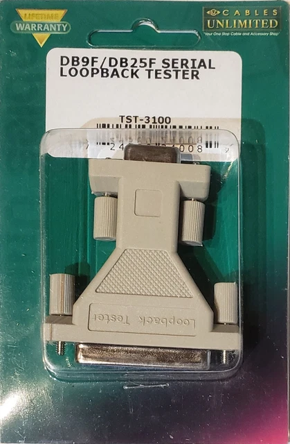 NEW CABLES UNLIMITED DB9-Female & DB25-Female RS-232 Serial Loopback ...