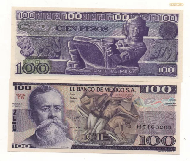 Mexico 100 Pesos 1981 Pick 74 B Unc