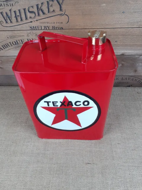 Retro vintage style Red Texaco Oil petrol can Rectangular shaped 3