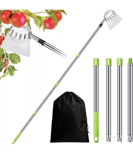 Fruit Picker with Telescopic Handle Apple Picker Tool Adjustable 8ft Pole