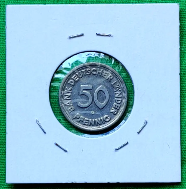 GERMANY-FEDERAL REPUBLIC 50 Pfennig 1949-G Bank Deutscher Lander High Grade