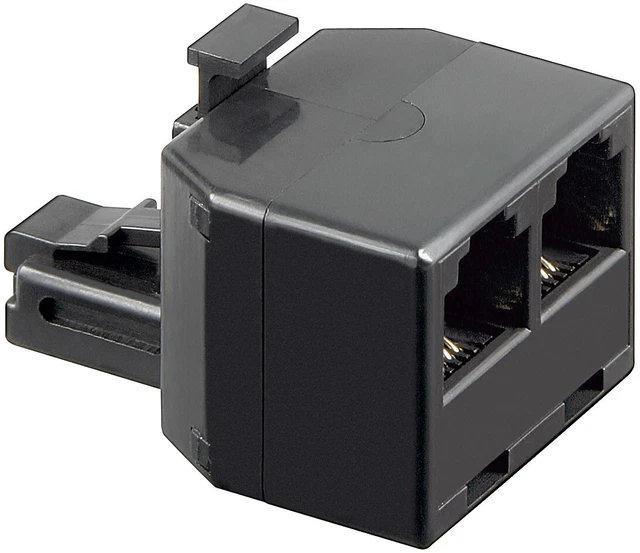 10x Adattatore a T; TEL ADAP RJ11/6P4C 1xM 2xF NERO