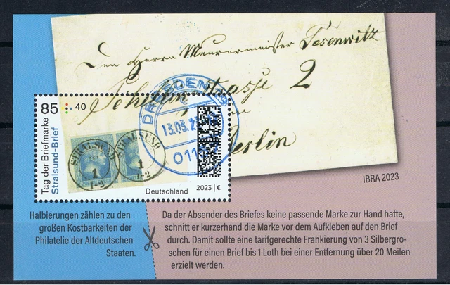 Bund MiNr. 3752 Block 91 Tag der Briefmarke Stralsund-Brief Vollstempel