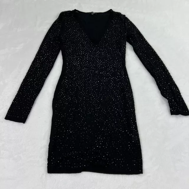 Fashion Nova Women's Black Bodycon Neck Long Sleeved Dress Size Medium