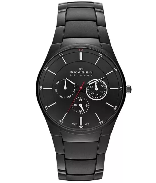 SKAGEN Aabye Multi-Function Black Dial Black Ion-plated Men's Watch