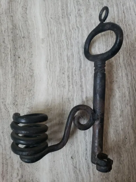 Antique skeleton key candle holder wrought iron primitive forged metal