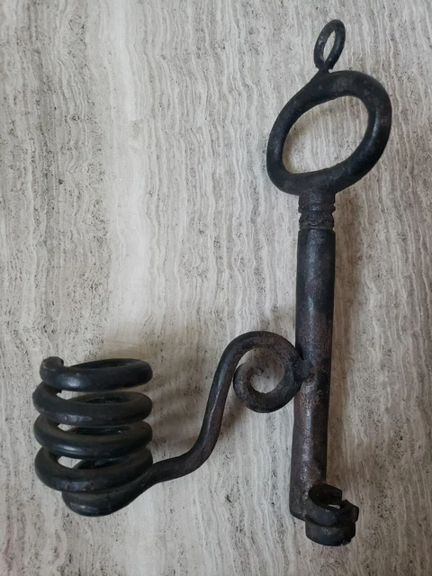 Antique skeleton key candle holder wrought iron primitive forged metal