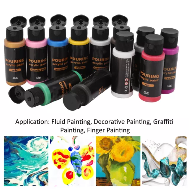 Liquid Watercolor 12 Colors Quick Drying DIY Metal Fluid Acrylic Paint Set FBM