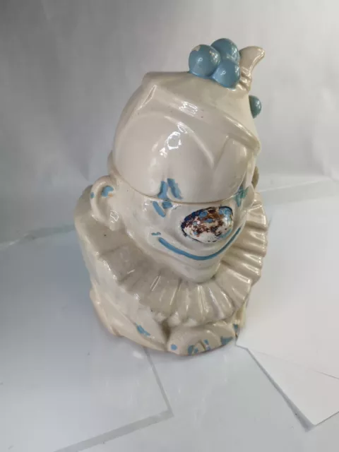 Vintage 1940's McCoy Clown Head Cookie Jar w/Exc. Orig. Cold Paint Decoration 3