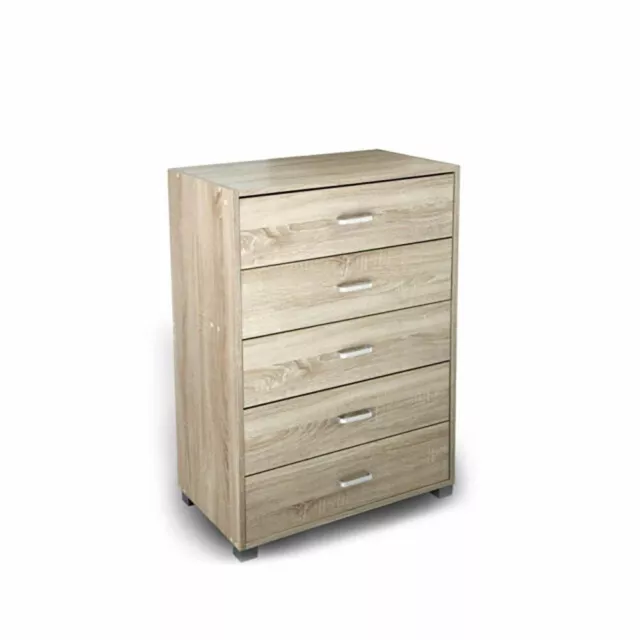 Cómoda de Madera Roble Armario Con 5 Cajones para Dormitorio GG-339