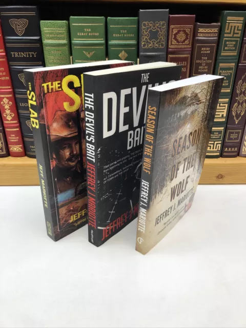 3 SIGNED 1st Edition Paperbacks by Jeffrey Mariotte ~ Slab/Devil's Bait/Wolf...