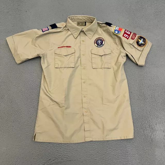 Boy Scouts of America Shirt Adult Size Medium Beige Uniform Short Sleeve