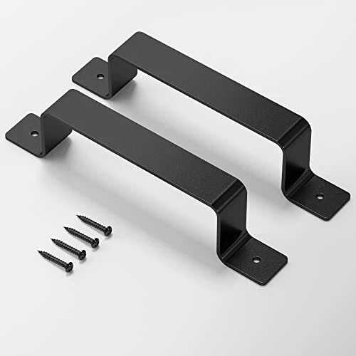 2Pc Barn Door Pull Handle Black Steel Hardware for Sliding Door Gate Cabinet