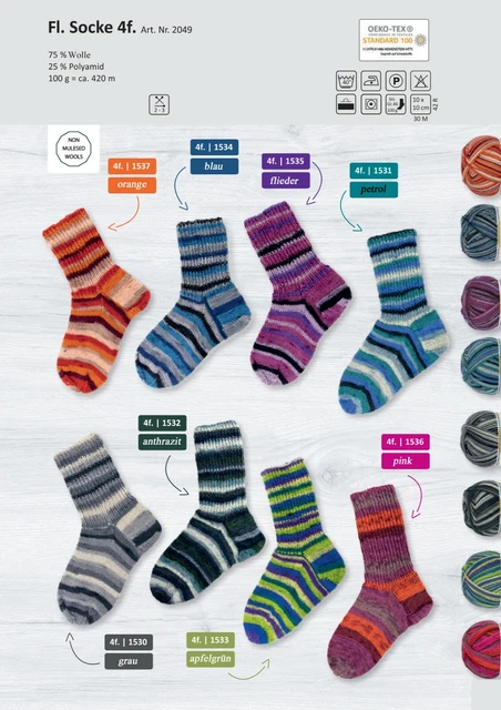 "Rellana Flotte Socke Aurelia" 100g Sockenwolle Strumpfwolle 4fach mulesingfrei