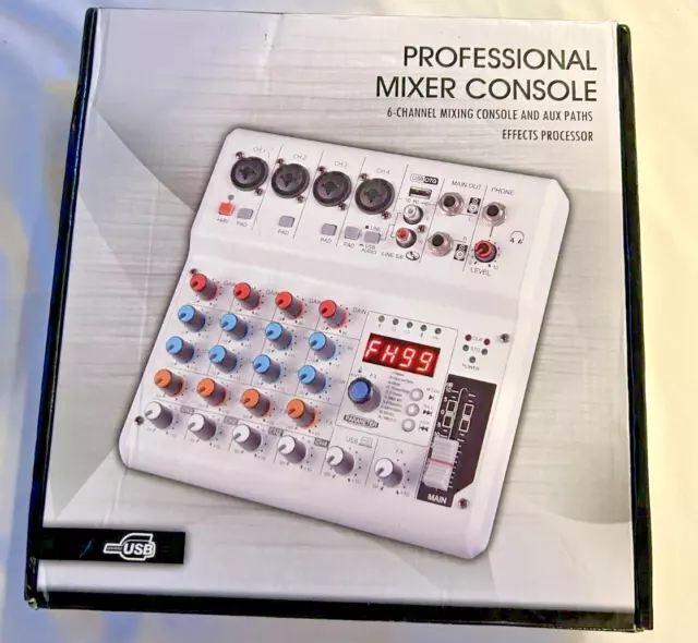Professional 6 Channel Mixing Console Audio Sound Mixer Bluetooth USB