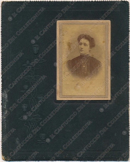 1880c Ritratto Gentildonna pendente a stella Fotografia albumina
