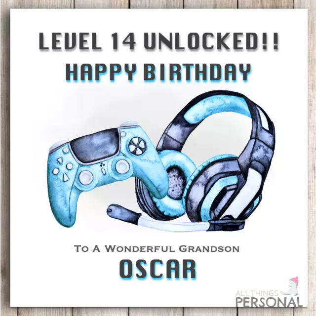 Boys Birthday Card Personalised Gaming Son Grandson Brother Nephew Teenage Gamer