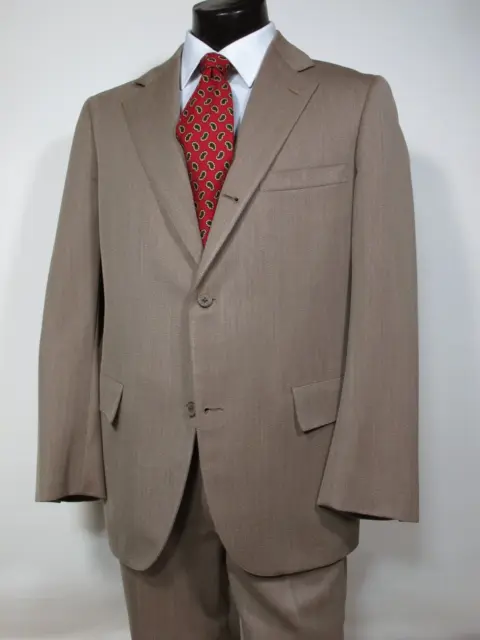 Vtg Brooks Brothers Makers Hand Made Suit 40 - 41R British Tan Covert Twill Wool