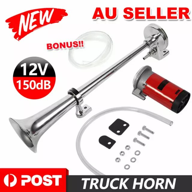 150db Truck Mega Train Interior Single Trumpet Air Horn Kit w DC 12V Compressor