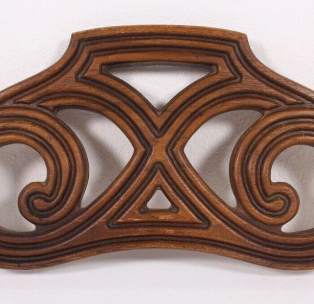 Wood Door Architectural Pediment Furniture 25” Carved Vtg Mod Deco Oak Upcycle 3