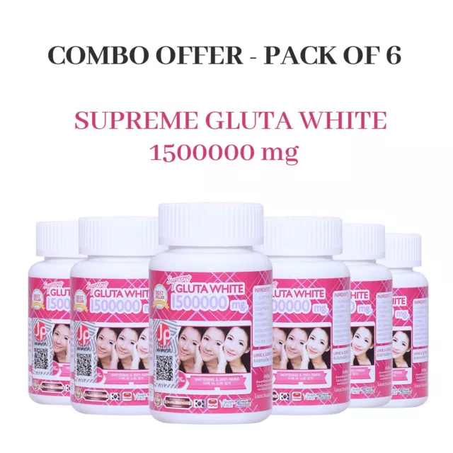 6X Supreme Gluta weiß 150000mg. Glutathion Skin Whitening 30 Softgel-Kapseln
