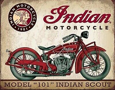 Indian Motorcycle MODEL 101 SCOUT Retro Metal Tin Sign 12 x 8 NEW Garage Plaque