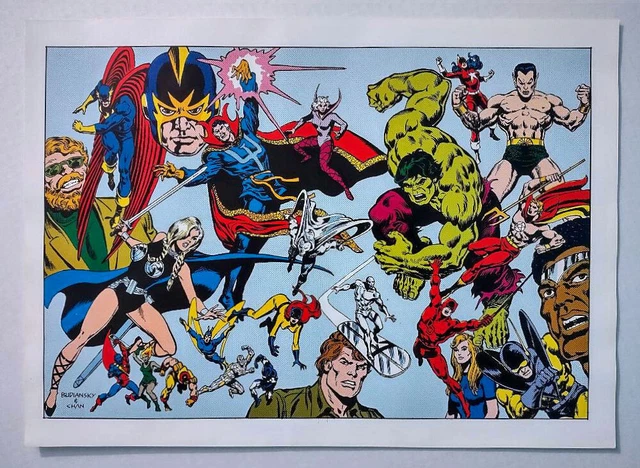 1970'S DEFENDERS POSTER:MARVEL Hulk,Dr Strange,Sub-Mariner,Moon Knight ...
