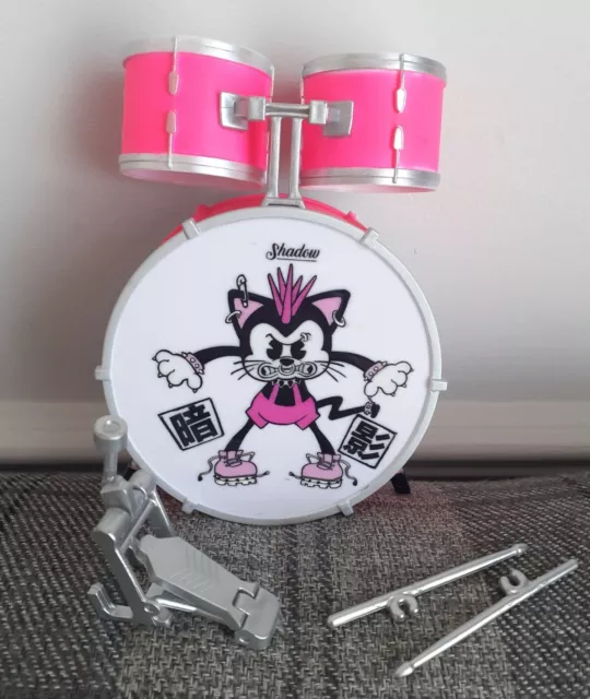 Shadow High Neon Dolls Clothes. Mara Pinkett Drums, Drumsticks and Pedal. NEW!!