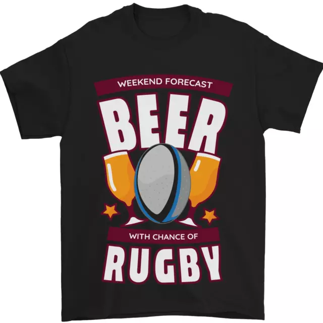 Weekend Forecast Beer Alcohol Rugby Funny Mens T-Shirt 100% Cotton