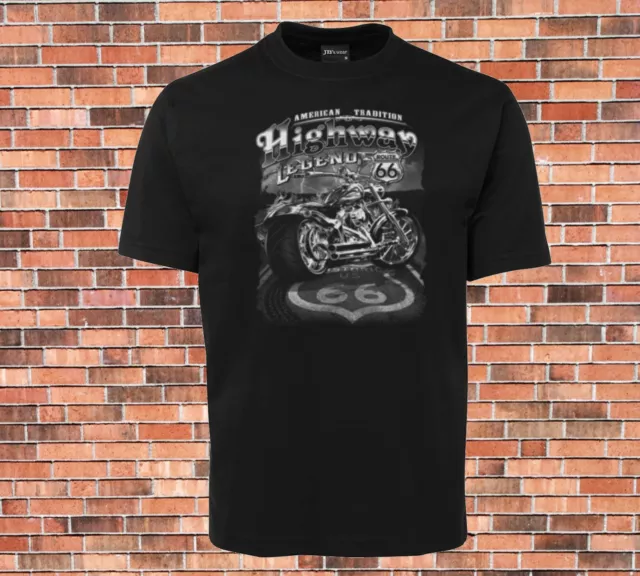 Highway Legends Route 66 T-shirt very Cool Motor Bike American Design up to 9XL