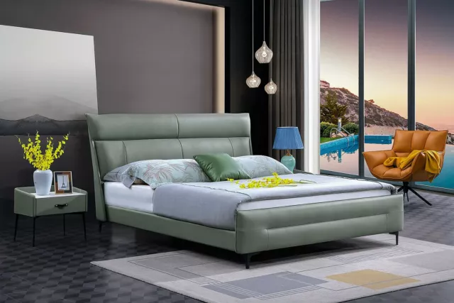 Luxe Lit Tissu 2x Table de Chevet 3tlg. Chambre à Coucher Set Meuble Lits