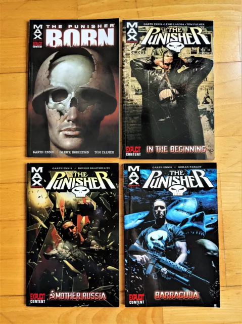 THE PUNISHER MAX TPB lot - Born, & Vols 1, 3, 6 Ennis Paperbacks Marvel Comics