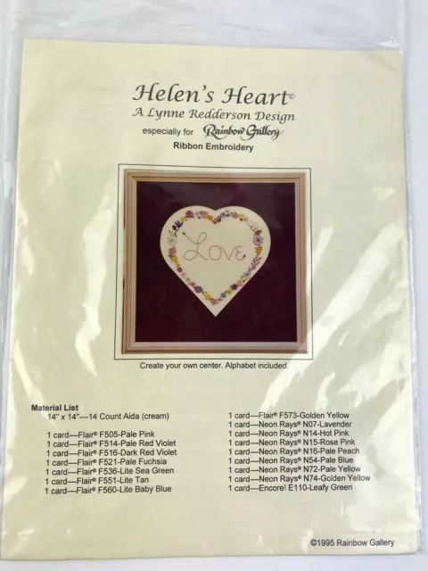 Patrón de bordado de cinta de corazón de Helen Lynne Redderson diseño galería arco iris