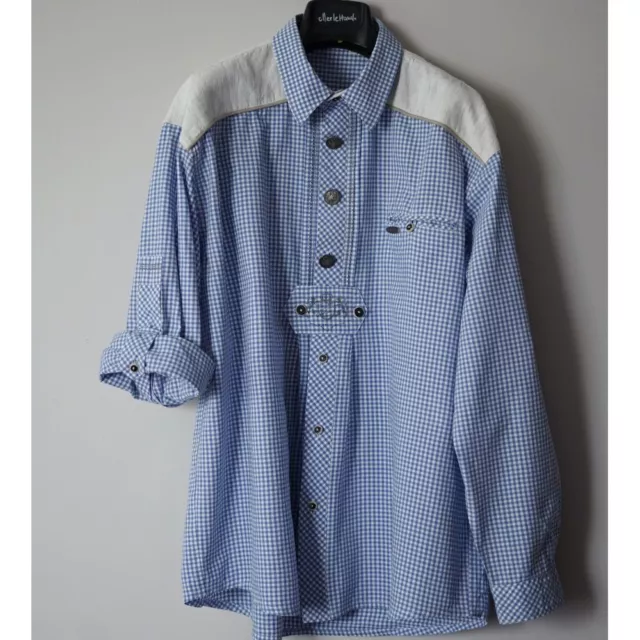 Camicia Uomo Stile Tirolese  Tg.45/46 Azzurra