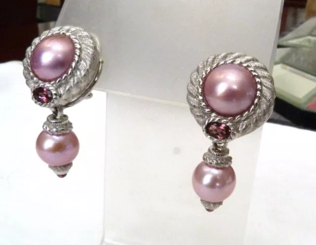 NEW JUDITH RIPKA Sterling Silver Cultured Mabe Pearl Pink Tourmaline ...