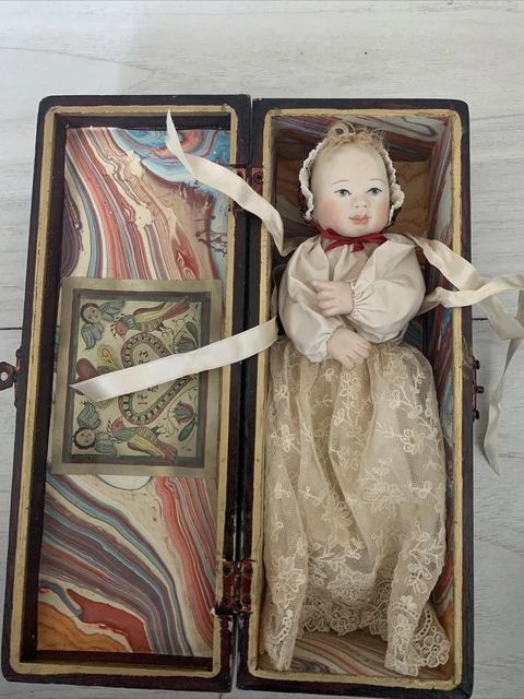 Exquisite antique repro bisque baby doll pointing finger soft body weighted 6.5”