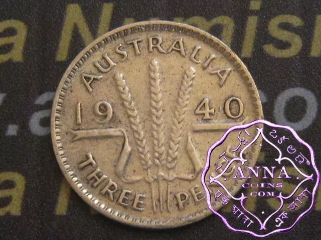 Australia 1940 George VI Threepence X1, Average Circulated Condition