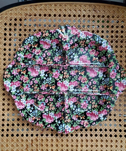 Vtg Antique Royal Winton China Chelsea floral Relish Tray Dish candy dish