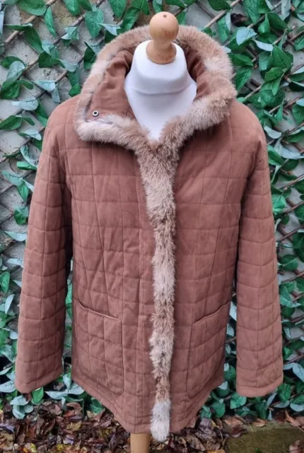 Ladies Coat Hucke | Brown Quilted & Faux Fur  | Uk Size 12 | German