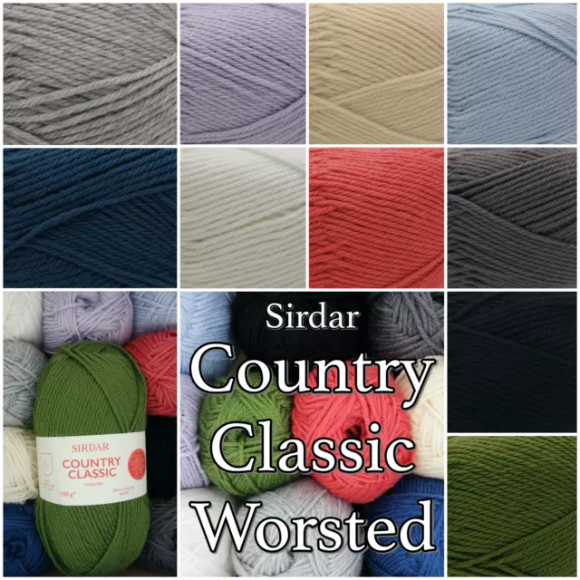 Sirdar COUNTRY CLASSIC Worsted Wool Acrylic Knitting/ Crochet Yarn 100g Ball