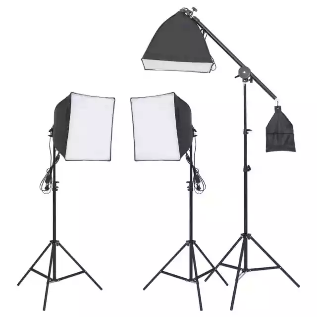 AX Kit 10pz Studio Fotografico Lampade 3Treppiedi PortaOmbrello 3 Luci 0k 190232