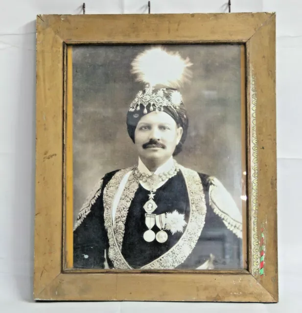 Vintage Ancien Camera Photo Sir Bhawani Singh Bhadur Jhalawar Cadre en Bois