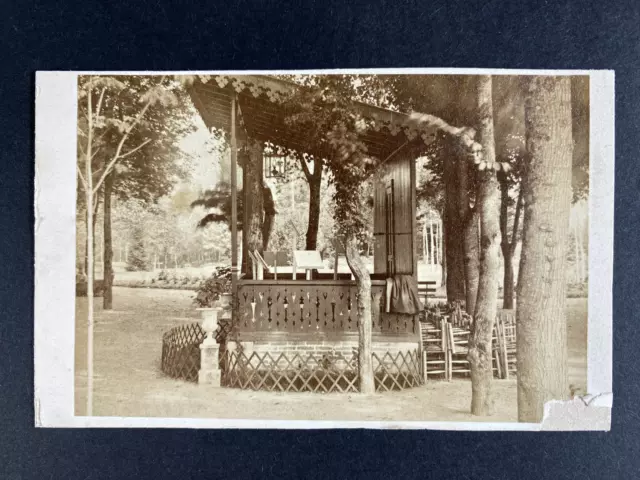 France, Pougues-les-Eaux, kiosk, vintage CDV albumen print vintage cdv albumen