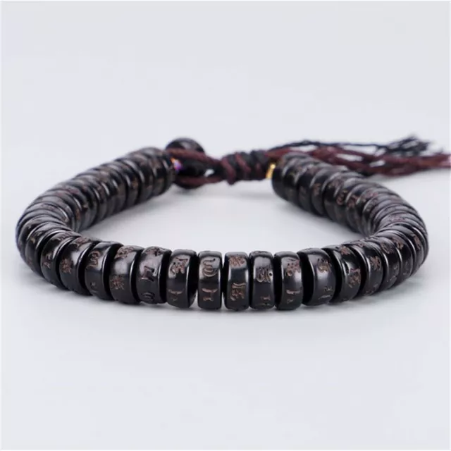 Natural Tibetan Buddhist Hand Braided Cotton Thread Coconut Shell Beads Bracelet