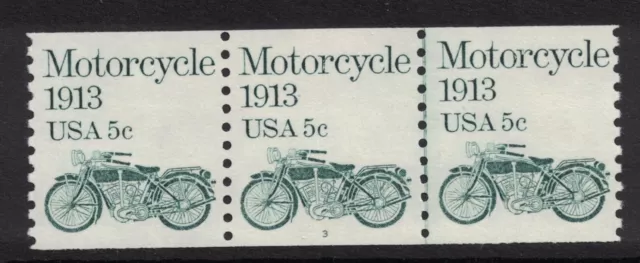 Scott 1899- MNH- Plate Number Strip of 3, #3- 5c Motorcycle 1913- mint PNC3