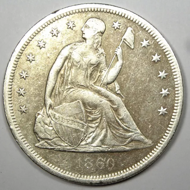 1860-O Seated Liberty Silver Dollar $1 - XF Detail (EF) - Rare Coin!